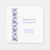 Paarse Gekleurde Wisteria Heart Design Wedding Servet (Voorkant)