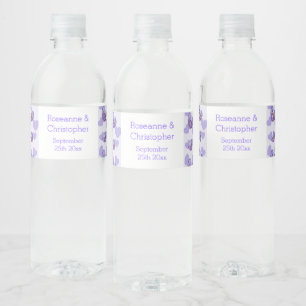 Paarse Gekleurde Wisteria Heart Design Wedding Waterfles Etiket