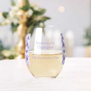 Paarse Gekleurde Wisteria Heart Design Wedding Wijnglas Zonder Voet