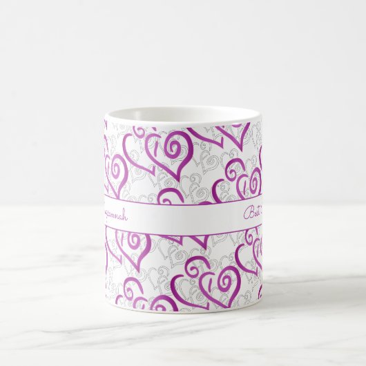 Paarse gekoppelde hartkunstwerken Aangepaste Mok (Center)