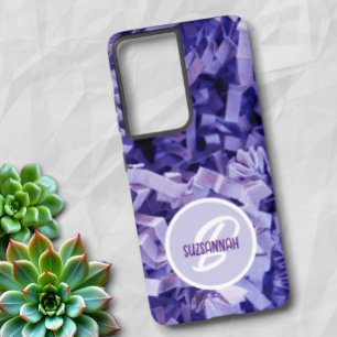 Paarse gekreukt papiermonogram samsung galaxy hoesje