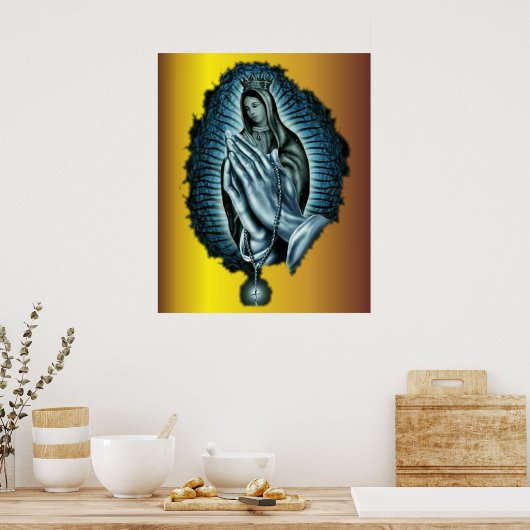 Paarse gelaatste maagd Maria Print (Keuken)