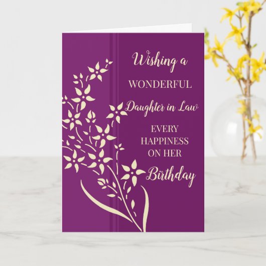 Paarse gele bloemen dochter in wet verjaardag kaart (Gele Bloem)