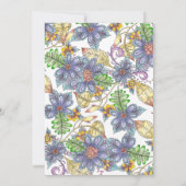 Paarse gele bloemen en bladeren Vrijgezellenfeest Kaart (Achterkant)