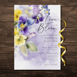 Paarse Gele Bloemen Liefde In Bloom Modern Douche Kaart