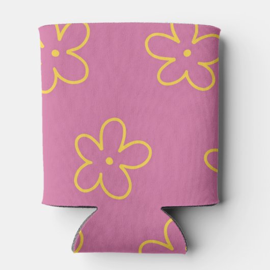 Paarse Gele Bloemen Stijlvolle & Elegante Drink Blikjeskoeler (Achterkant)