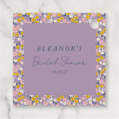 Paarse Gele Bloemen Vrijgezellenfeest Custom Bedankjes Labels (Achterkant)