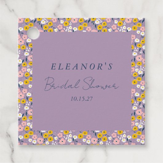 Paarse Gele Bloemen Vrijgezellenfeest Custom Bedankjes Labels (Voorkant)