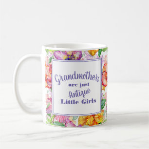 Paarse Gele Bloemige Oma's Kleine Meisjes Koffiemok