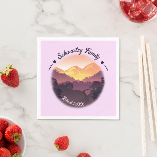 Paarse Gele Boerderij Mountain Sunset Servet (Insitu)