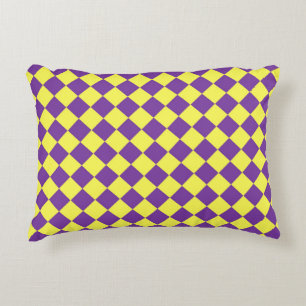 Paarse gele Checker Diamantpatroon Accent Kussen