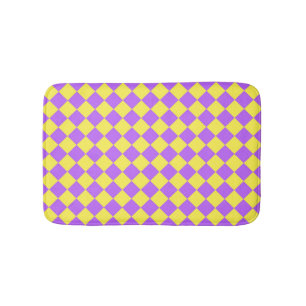 Paarse gele Checker Diamantpatroon Badmat