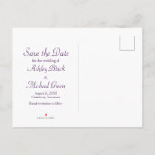 Paarse gele damast zonnebloem bewaar de datum aankondigingskaart (Achterkant)