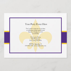 Paarse Gele Fleur de Lis Party Time Kaart