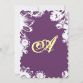 Paarse Gele Floral Weddenschap Kaart (Achterkant)