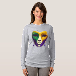Paarse gele groene Mardi Gras-masker T-shirt