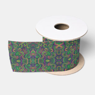 Paarse gele groene Mardi Gras wervelingen abstract Lint