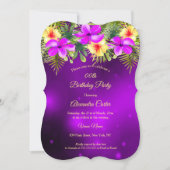 Paarse gele Hibiscus Tropische Florence Party Kaart (Voorkant)