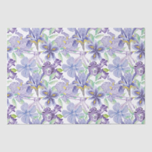 Paarse Gele Iris Bloemenaquarel Tissuepapier