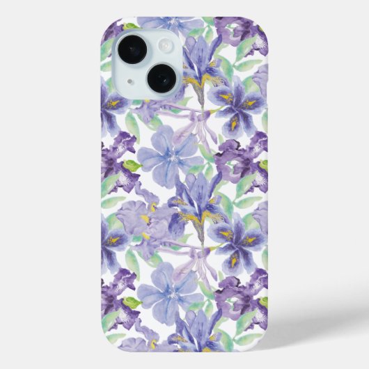 Paarse gele iris bloemenbloemen Waterverf Case-Mate iPhone Case (Achterkant)