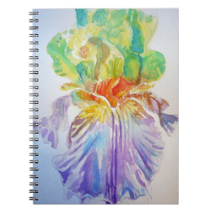 Paarse Gele Iris Bloemige Bloemen Notitieboek