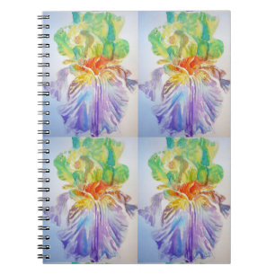 Paarse Gele Iris Patroon Bloemige Bloemen Notitieb Notitieboek