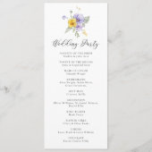 Paarse gele lavendel Lila bloemenrustieke bruiloft Programma (Achterkant)