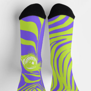 Paarse Gele Ongematchte Zebra Soks Sokken