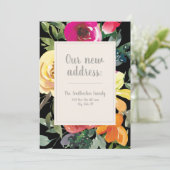 Paarse Gele Oranje Bloemen Zwart Adreswijziging (Staand voorkant)