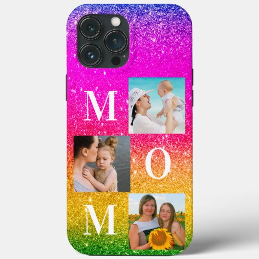 Paarse Gele Sparkle Moeder Foto Case-Mate iPhone Case (Achterkant)