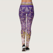 Paarse gele sterpatroon leggings (Achterkant)
