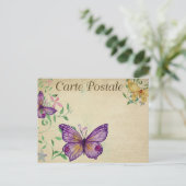 Paarse & gele vlinders briefkaart (Staand voorkant)
