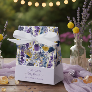 Paarse Gele Waterverf Wildflower Baby shower Bedankdoosjes