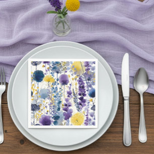Paarse Gele Waterverf Wildflower Baby shower Servet