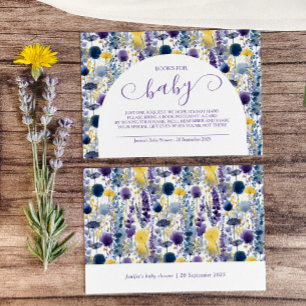 Paarse Gele Waterverf Wildflower Boeken voor Baby Informatiekaartje