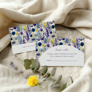 Paarse Gele Waterverf Wildflower Luier Raffle Informatiekaartje
