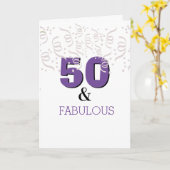 Paarse gelukkige 50ste verjaardag kaart (Gele Bloem)