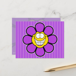 Paarse Gelukkige Bloem Schroef Graphics Briefkaart