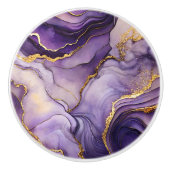 Paarse gemarmerde keramische knop (Voorkant)