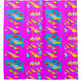 Paarse gemengd patroon designer douchegordijn (Voorkant)