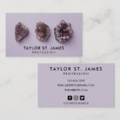 Paarse Geode Crystal Modern Visitekaartje (Voorkant / Achterkant)