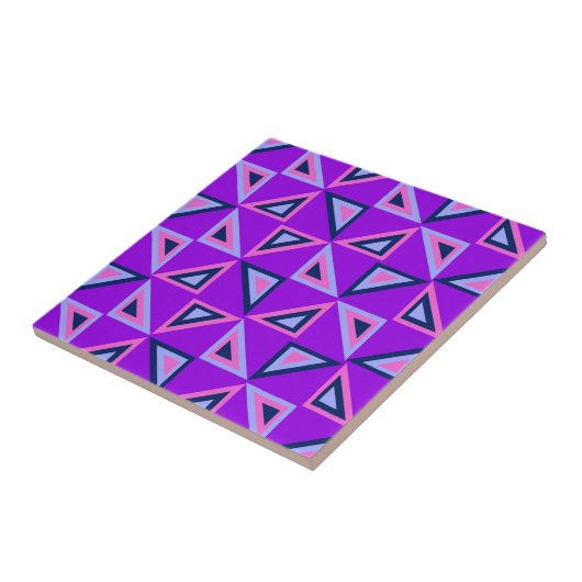 Paarse geometrische driehoekspatroon tegeltje (Zijkant)