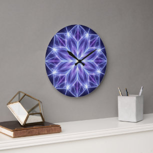 Paarse Geometrische Mandala Wandklok Grote Klok