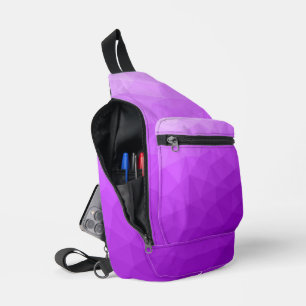 Paarse geometrische mesh gradiëntpatroon sling bag
