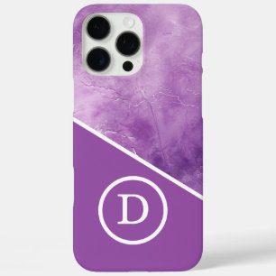 Paarse geometrische monogram iPhone 16 pro max hoesje