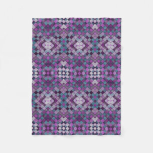 Paarse Geometrische Mozaïek Breipatroon Fleece Dek Deken