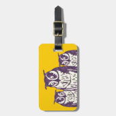 Paarse geometrische uil familie Jouw tekst hier Bagagelabel (Voorkant verticaal)