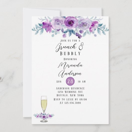 Paarse gepelde pony Eucalyptus Brunch & Bubble Kaart (Voorkant)