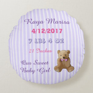 Paarse gepersonaliseerde Baby Girl Pillow Rond Kussen