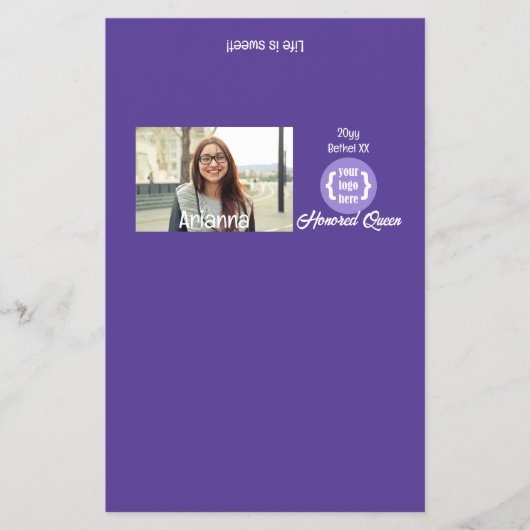 Paarse Gepersonaliseerde DIY Foto Snoep Bar Wrappe Flyer (Voorkant)